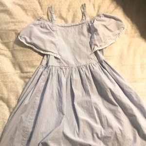 Blue and white striped dress for girls